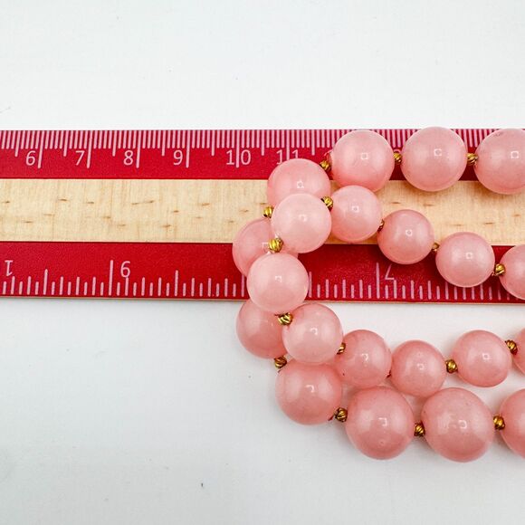 Vintage Pink Lucite Bead Necklace – Double Strand Retro Bubblegum Glam Barbie - Picture 11 of 11